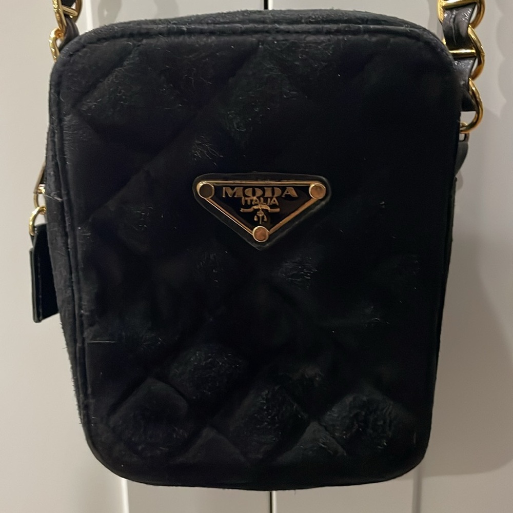 Black & Gold  velvet cross body bag